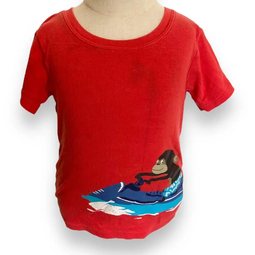 Carter's Boys Pajamas Size 4T Jet Ski Monkey‎ Short Sleeves Orange Blue